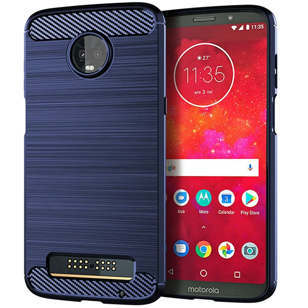 Moto Z3 Play чехол, Moto Z3 чехол, Sfmn 2-Pack углеродное волокно матовая текстура мягкий ТПУ полный корпус защитный чехол для телефона
