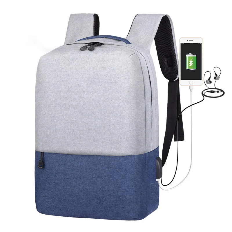 OURONOK 2018 New Student Bag Men's Leisure Oxford Cloth USB Earphone Port Backpack Shoulder 14 inch Laptop Fashion | Багаж и сумки