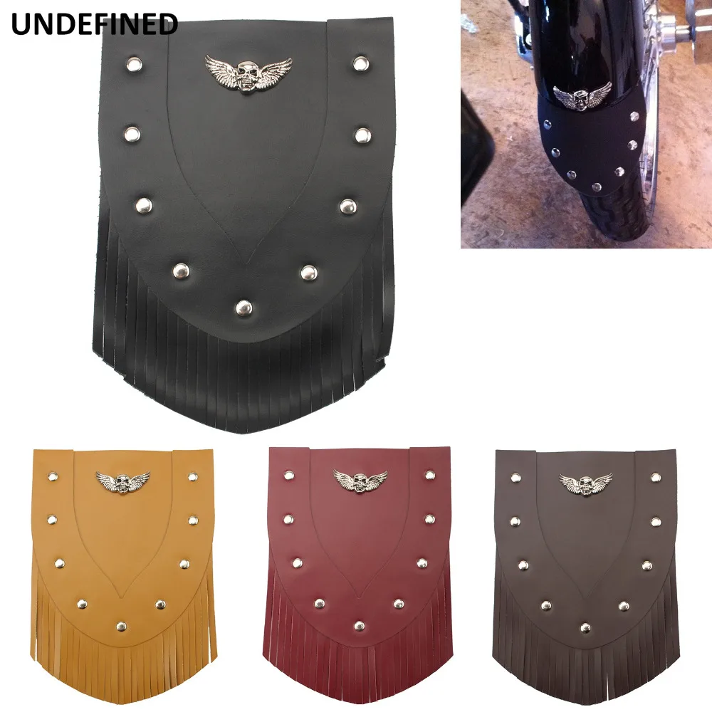 

Motorcycle Fender Mud Flaps Leather Tassel Skull Front Fenders Trim For Harley Sportster 883 1200 XL Softail Dyna FXD Universal