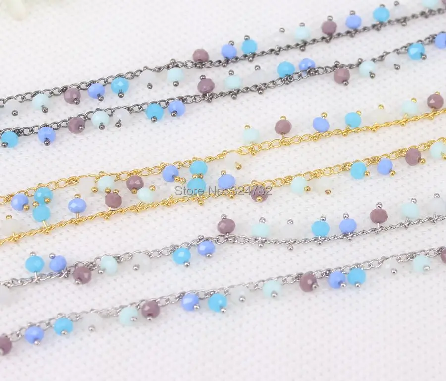 5 метров в Стиле Розария провода обернутые бисером цепи красочные граненые