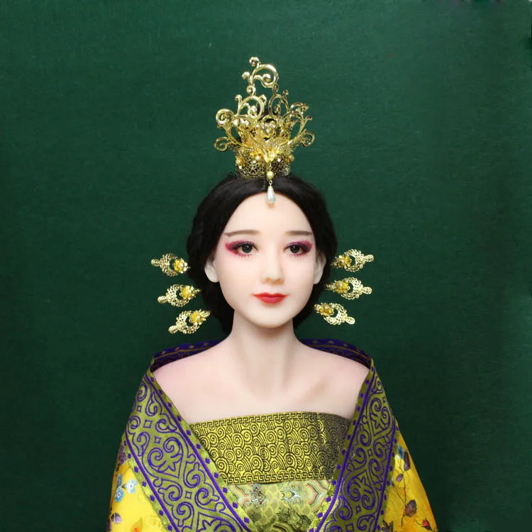 A199 Thread Tassel Hair Accessory Set Dragon Phoenix Vintage Sticks Tang Dynasty Princess Tiara Crown Piece |