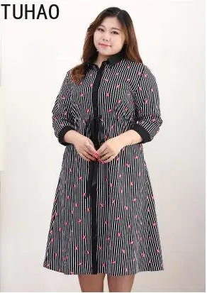 Женское длинное офисное платье TUHAO элегантное в полоску размера плюс 10XL 8XL 6XL