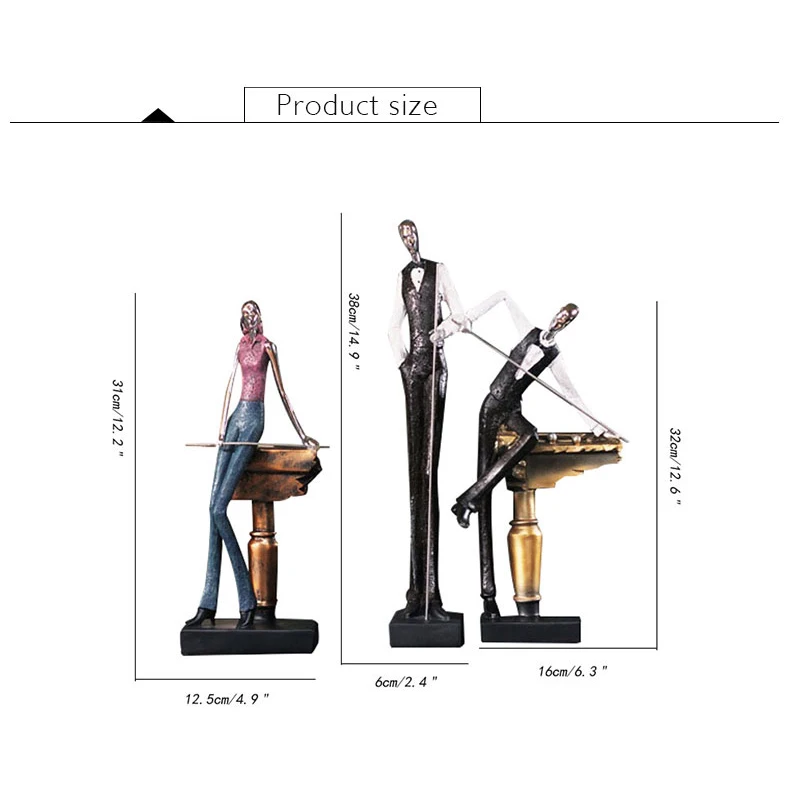 

Modern Creative Billiards Characters Resin Crafts Ornaments Billiards Miniature Figurine Sports Gift Home Decoration Accessories