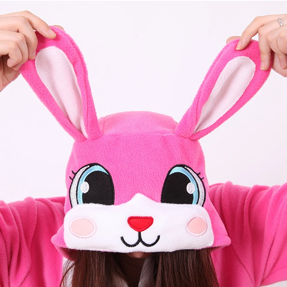 Women Adults Animal Rose Red lapin Lovely Rabbit Footed Pajamas Onesie Cosplay Pyjamas animal onesies for teenagers |