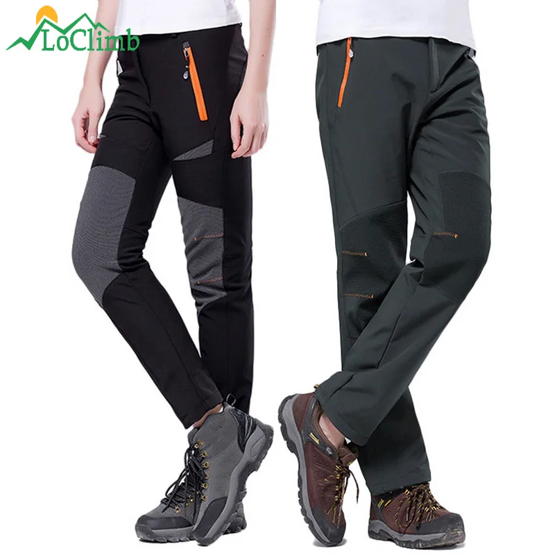 

LoClimb Women Men Winter Hiking Pants Waterproof Outdoor Sports Trousers Camping Trip Trekking Fleece Softshell Ski Pants AM108