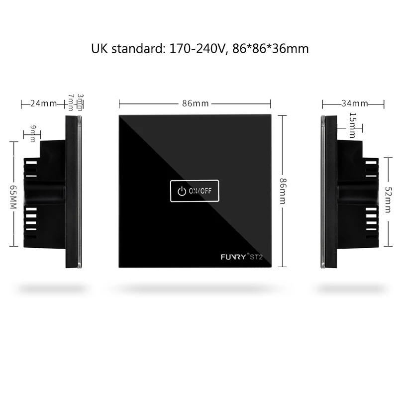 Funry стандарт Великобритании ST2 1 банда 170 В 240 RF433MHz настенный сенсор сенсорный