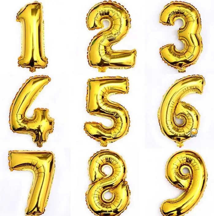 Горячая продажа Золотой Серебряный номер 0 9 фольгированные шары большие цифры