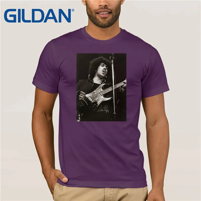 Custom Phil Lynott Мужская футболка из хлопка с круглым воротником черная летняя крутая