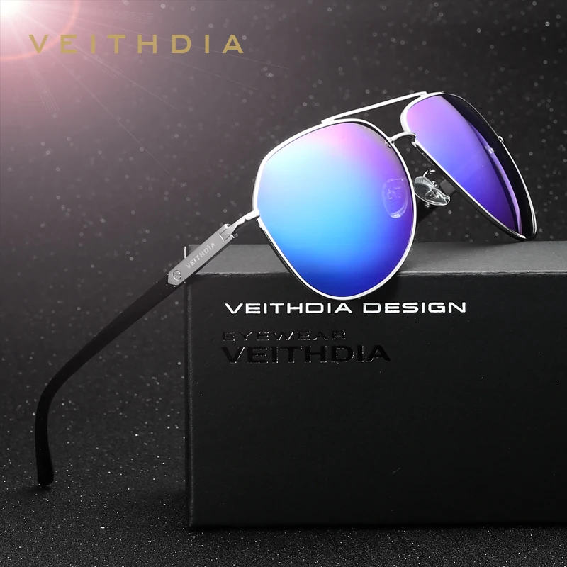 Мужские солнцезащитные очки VEITHDIA дизайнерские зеркальные с поляризационными