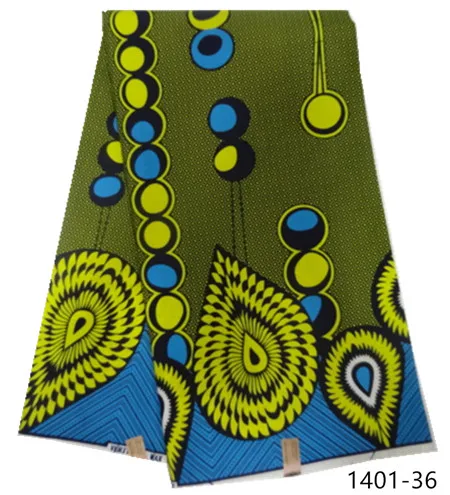 African wax fabric polyester high quality Embroidery real wax african ankara wax prints for dress free shipping 1401-36 - Цвет: 1401-36