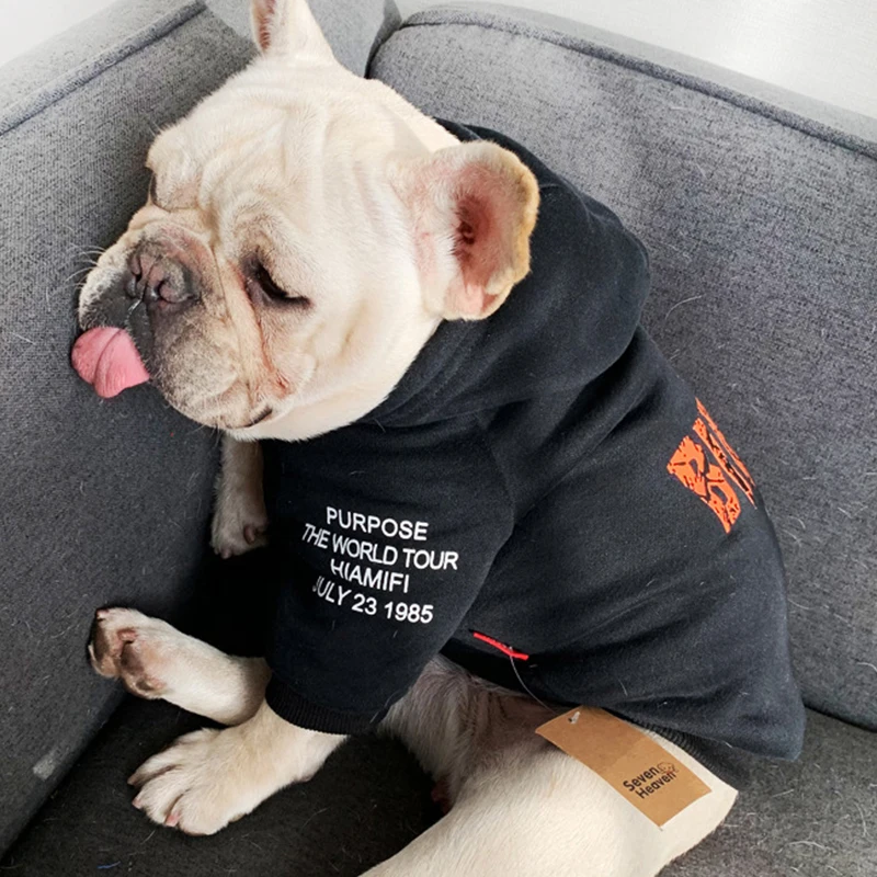 Black Master-pet Dog Clothes for Small Dogs French Bulldog Fashion Hoodies Chihuahua Warm Coat Pug Costume Yorkie Thick Outfit S-4XL - Color: Black