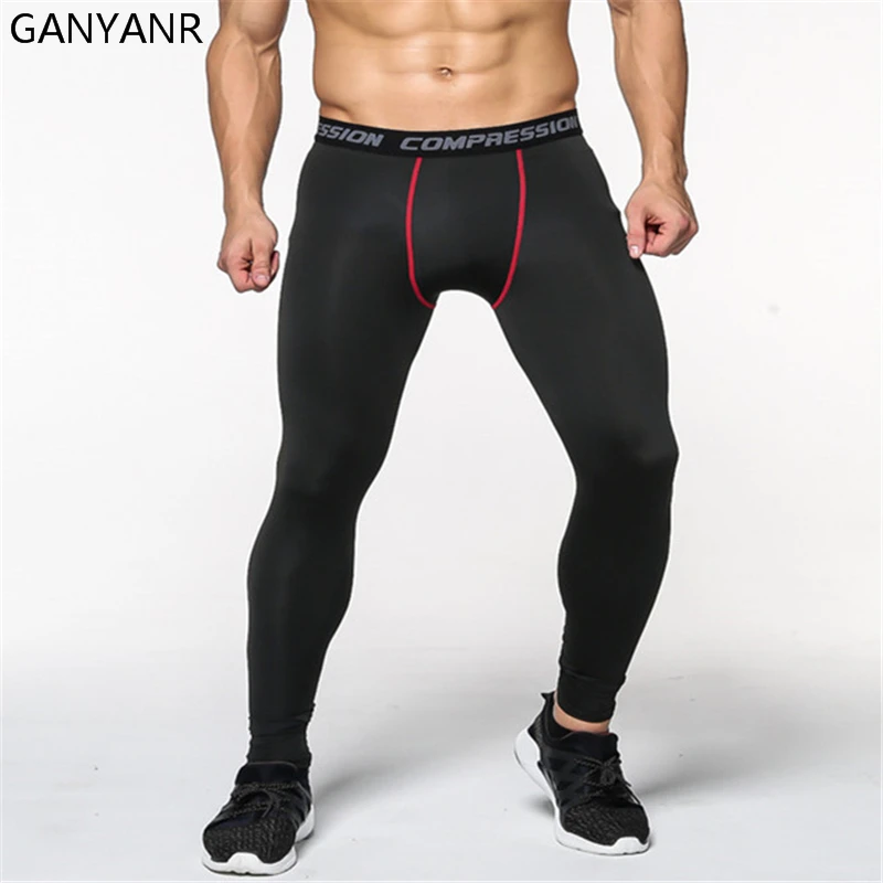 GANYANR колготки Для мужчин, для занятий спортом, йогой, Баскетбол Фитнес Леггинсы Спортивные Компрессионные брюки Бодибилдинг для бега quick dry