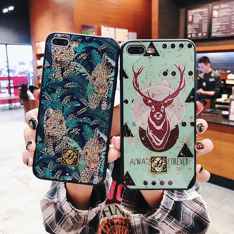 Новые эпоксидные леопардовые листья лося Капа чехол для iPhone 6 S 7 8 Plus X XS MAX XR Чехлы