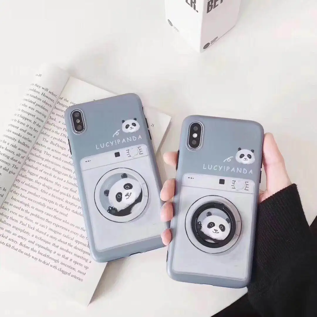 Телефон чехол для iPhone 6 6s 7 8 плюс 5 5S SE с милой пандой черный X XR XS Max мягкая ТПУ