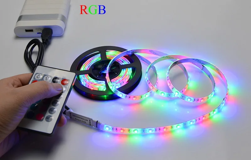 RGB with 24Keys Светодиодный фонарь 50 см, 1 м, 2 м, 3 м, 4 м, 5 м, USB светодиодный комплект подсветки телевизора с пультом дистанционного управления, 16 цветов, меняющий 2835 Светодиодный s смещение освещения для HD tv - Испускаемый цвет: RGB with 24Keys