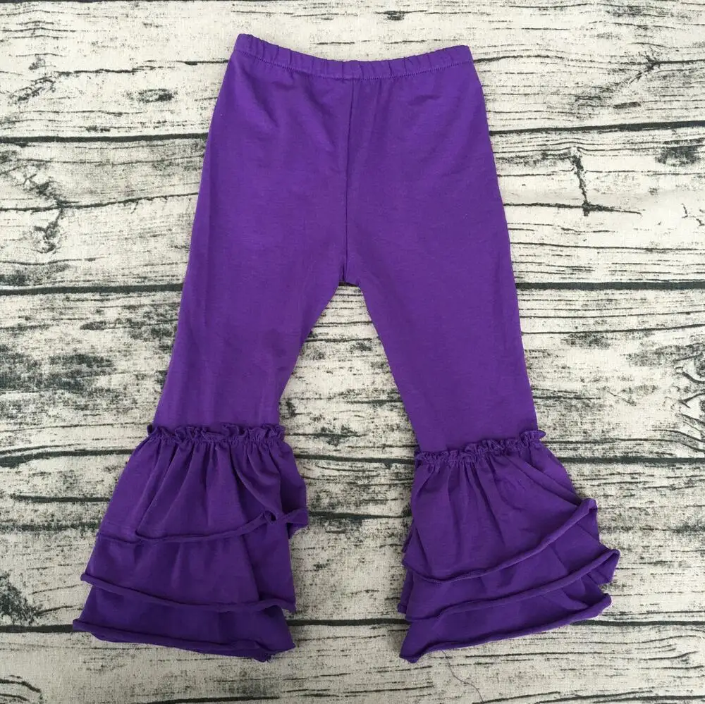 

Fashion Fall Winter New Design Big Ruffle Full Length Pant Fashion Girls Comfortable Soft Cotton Solid Color Pant