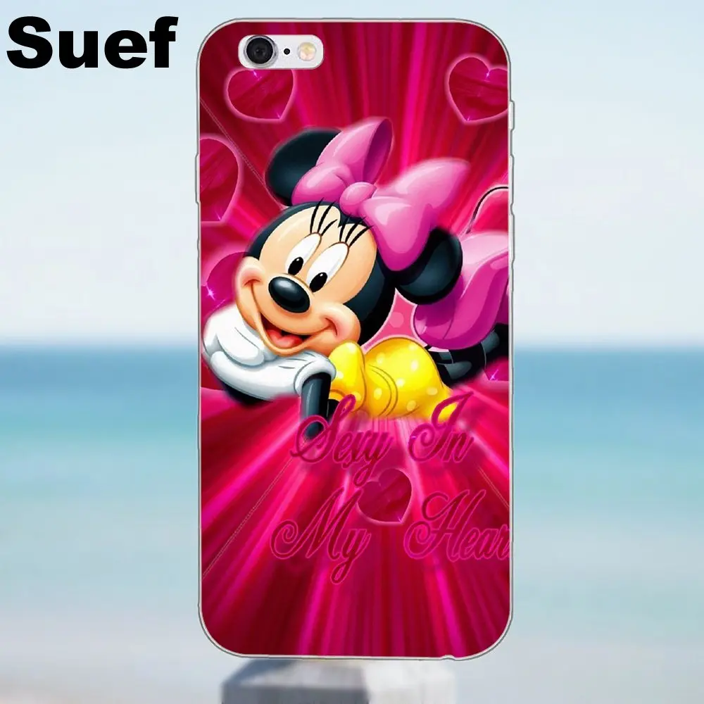 as picture Для iPhone X 4 4S 5 5S 5C SE, 6, 6 S, 7, 8 Plus Galaxy J1 J3 J5 J7 A3 A5 чехол для телефона из ТПУ с принтом "чехол Coque Минни Мышь с красным сердцем - Цвет: as picture
