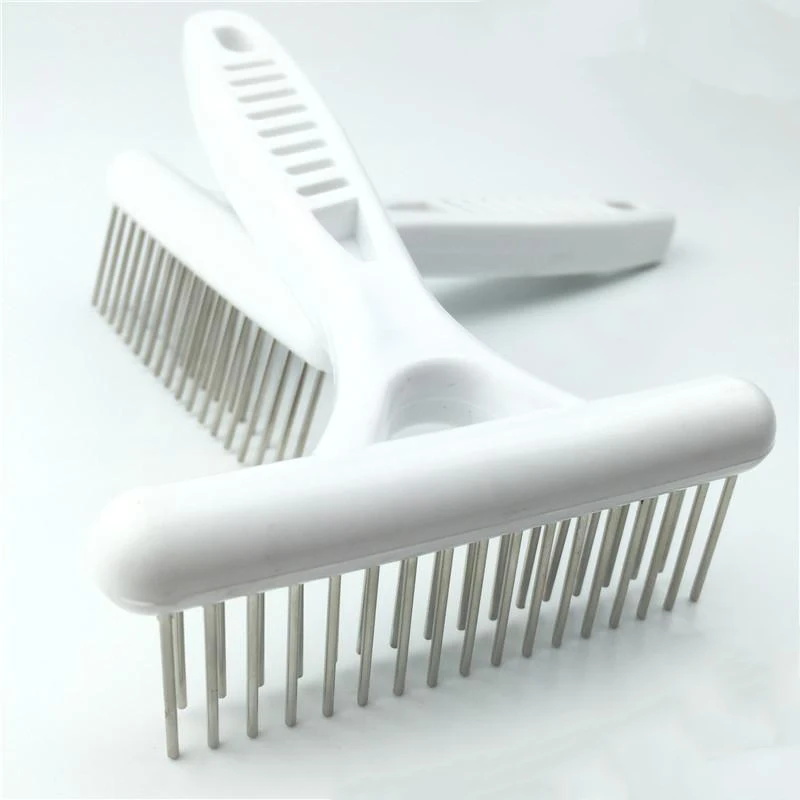 1 шт. Необычные Pet Уход собаки гребень белый двухрядные Нержавеющая сталь грабли