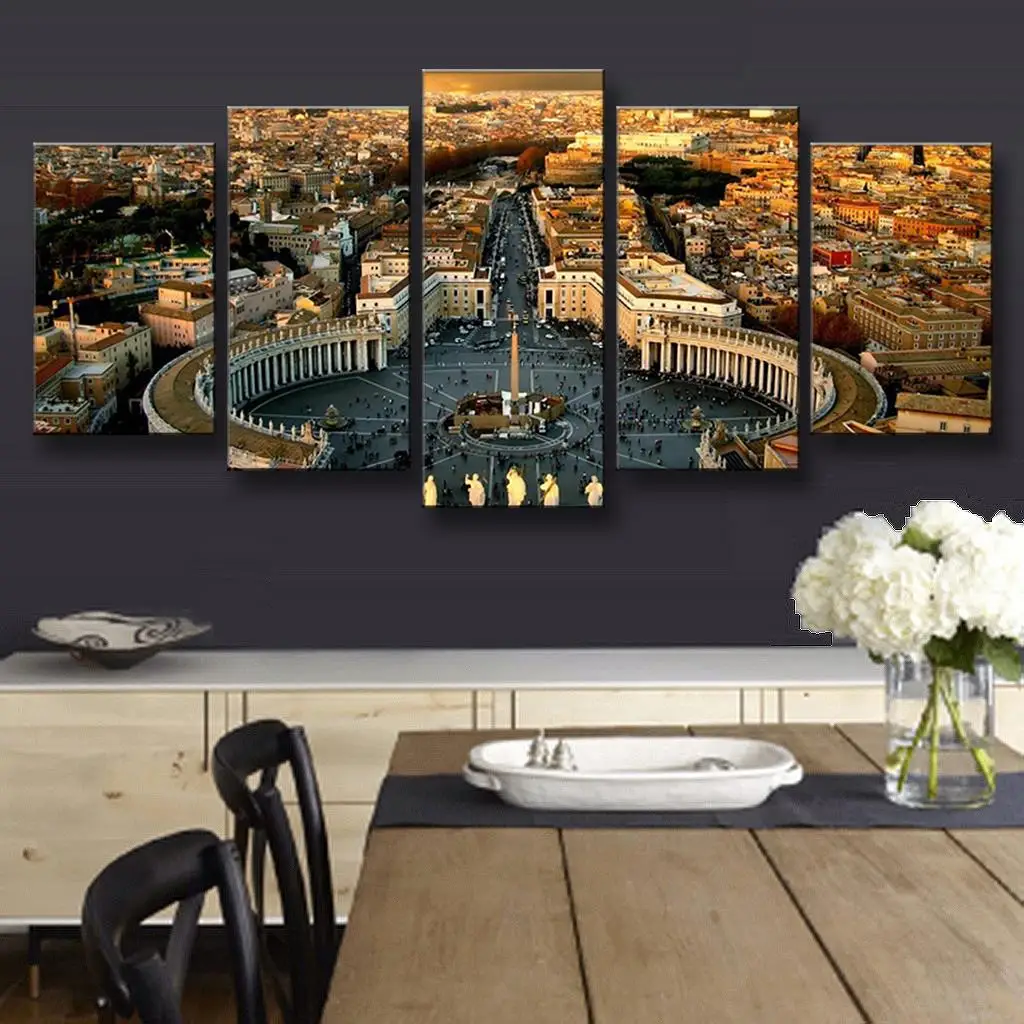 5 Pcs/Set Modern Landscape Roman Forum Painting Printed On Canvas Classic Wall Art Pictures For Gift | Дом и сад