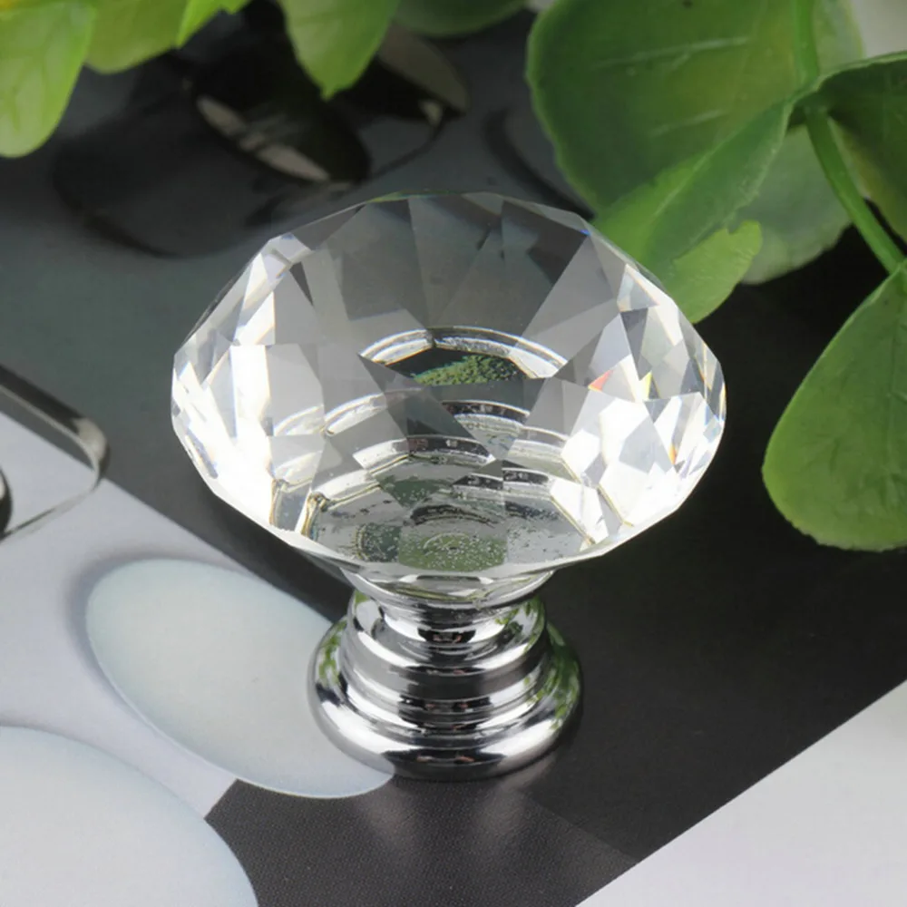 1PC Round Diamond Clear Crystal Glass Door Pull Drawer Knob Handle Cabinet Furniture hot search | Обустройство дома