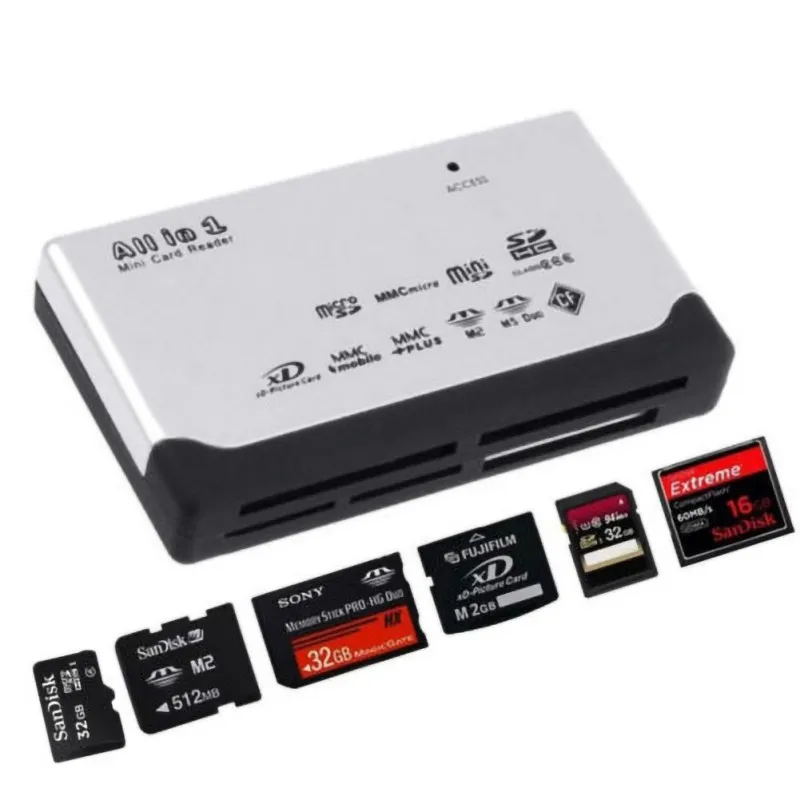 USB 2,0 все в одной карточке ридером TF MS M2 XD CF MicroSD читатель Carder 480 Мбит/с кард-ридер мини-кардридер памяти с кабель передачи данных