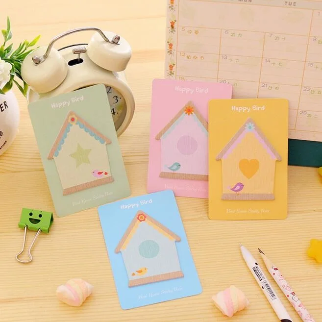 40 упаковок/партия Kawaii Bird House дизайн мини удобный блокнот для заметок студенческие