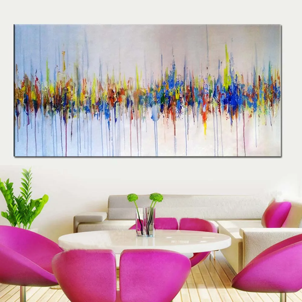 Hand Painted Abstract Canvas Oil Painting Colorful Wall Picture Living Room Bedroom Hotel Home Decor Gift | Дом и сад