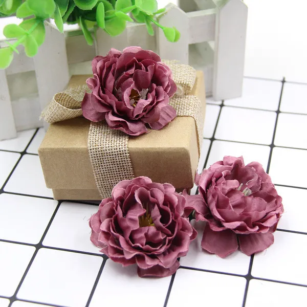 20 шт DIY Роза из искусственного шелка Цветы голова для дома Свадебная вечеринка украшения венок Подарочная коробка искусственные цветы для скрапбукинга поставки - Цвет: Fuchsia