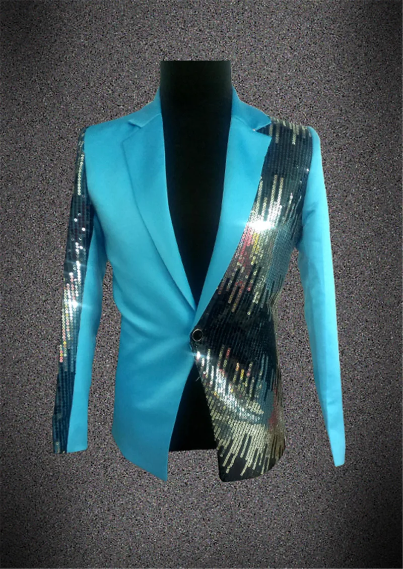 2016 плюс Размер мужской тонкий костюм с блестками ночная рубашка певица