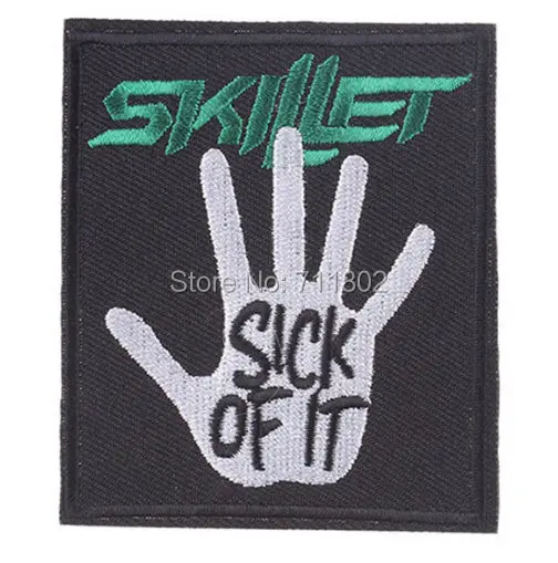 SKILLET SICK OF IT утюжок на нашивках полоса патч Металлическая Вышивка Ткань музыка нашивки команда патч Байкер Жилет аппликация