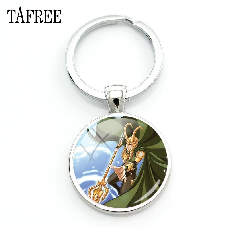 GO05 TAFREE Loki Бог озорства брелки модные уникальный художественный узор стекло, кабошон, серебро цвет для мужчин и женщин вечерние подарки Ювелирные изделия GO14 - Цвет: GO05