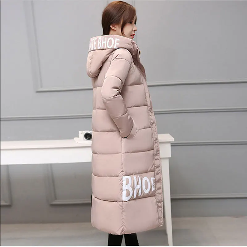 2017 Высококачественная зимняя длинная куртка женское теплое плотное хлопковое