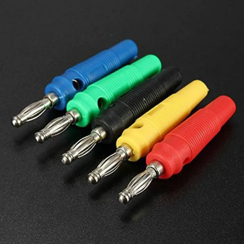

5Pcs/lot Red/Black/Blue/Green/Yellow 4mm Solderless Side Stackable Banana Plug