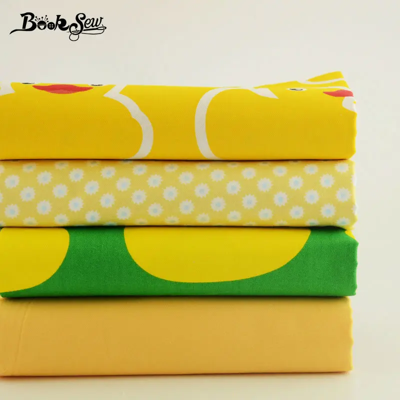 Cuted Yellow Dark and Flowers Printed 100% Twill Cotton Fabric 4piece/lot Children Clothes 40cm X50cm Quilting Meter Bedding|cotton fabric|cotton
