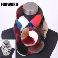 the new winter fur scarf female rabbit hair scarf fashion warm thickened section three tube plush collar rabbit fur ball scarf
