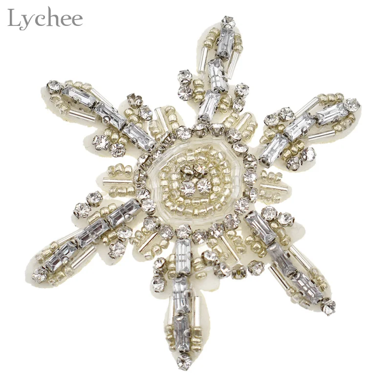 Нашивка с вышитыми блестками и снежинками Lychee Life наклейки для одежды ручной