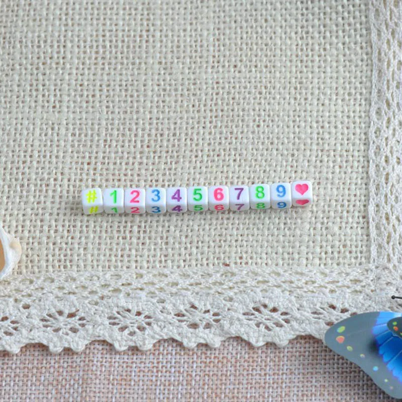 Акриловые бусины-разделители с цифрами 6 мм 200 шт. Неоновые бусины для