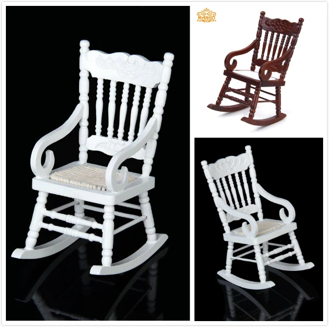 

1/12 Dollhouse Miniature Furniture Classic Castaneous Rocking Chair