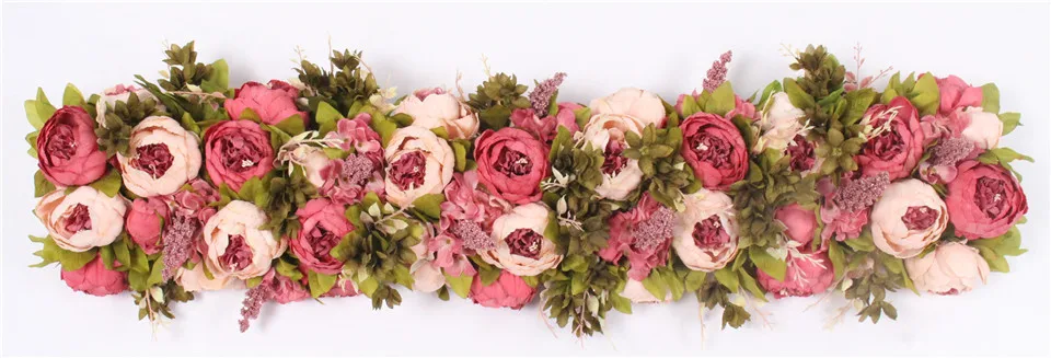 custom made Artificial rose flower row Wedding background wall arch Welcome desk decorative fake flower Home holiday decoration