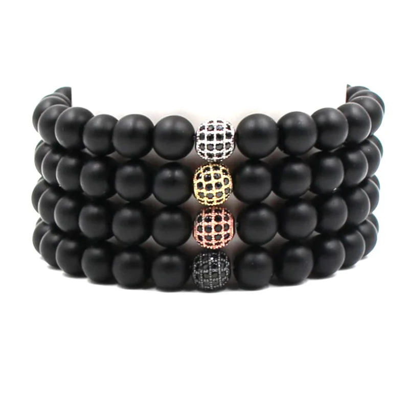 Модный мужской натуральный браслет из натурального камня homme micro pave шарик