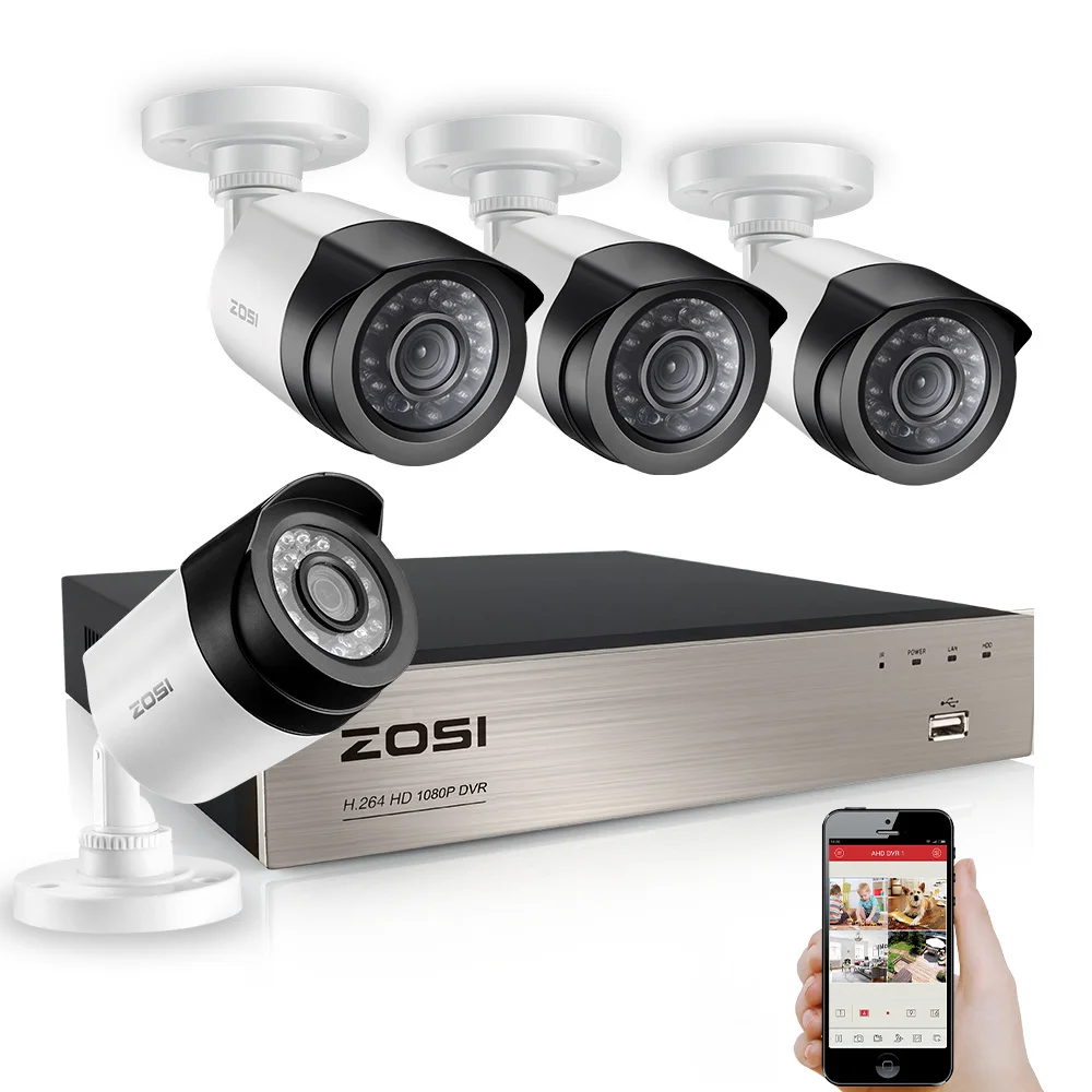 ZOSI 8CH 1080P TVI DVR 2.0MP CCTV камера P2P домашняя уличная видеонаблюдения комплекты системы