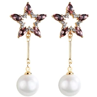 classic crystal star women dangle earrings pearl pendant earrings for women drops earrings bohemian earrings