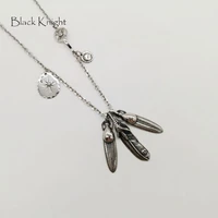 black knight vintage silver color indian eagle feathers pendant necklace mens stainless steel multi feathers necklace blkn0759