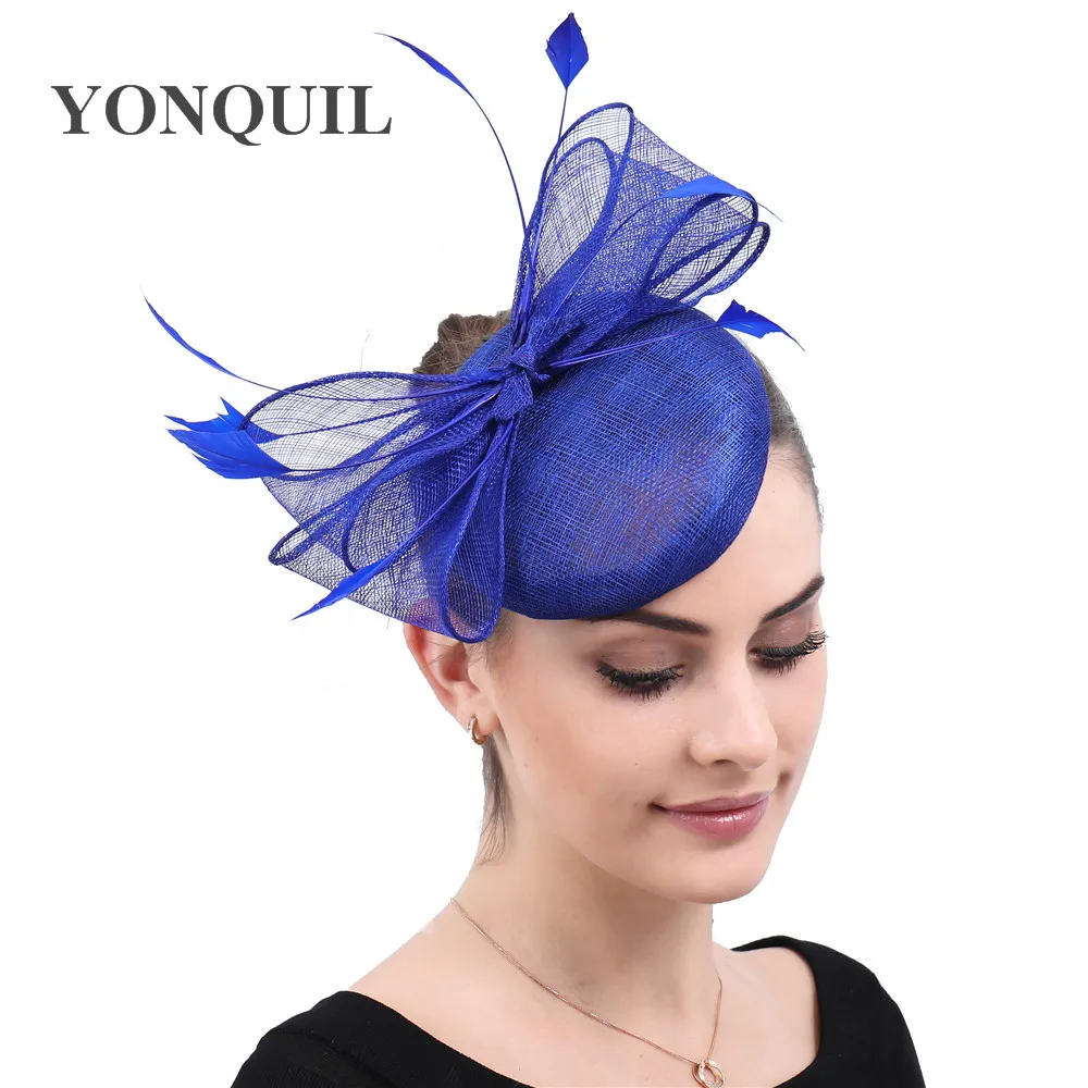 Синий Свадебные Королевский синий цвет аксессуары Fascinator белье чародей заколки свадебная фата шляпа Для женщин украшения головной убор стиль - Цвет: Синий