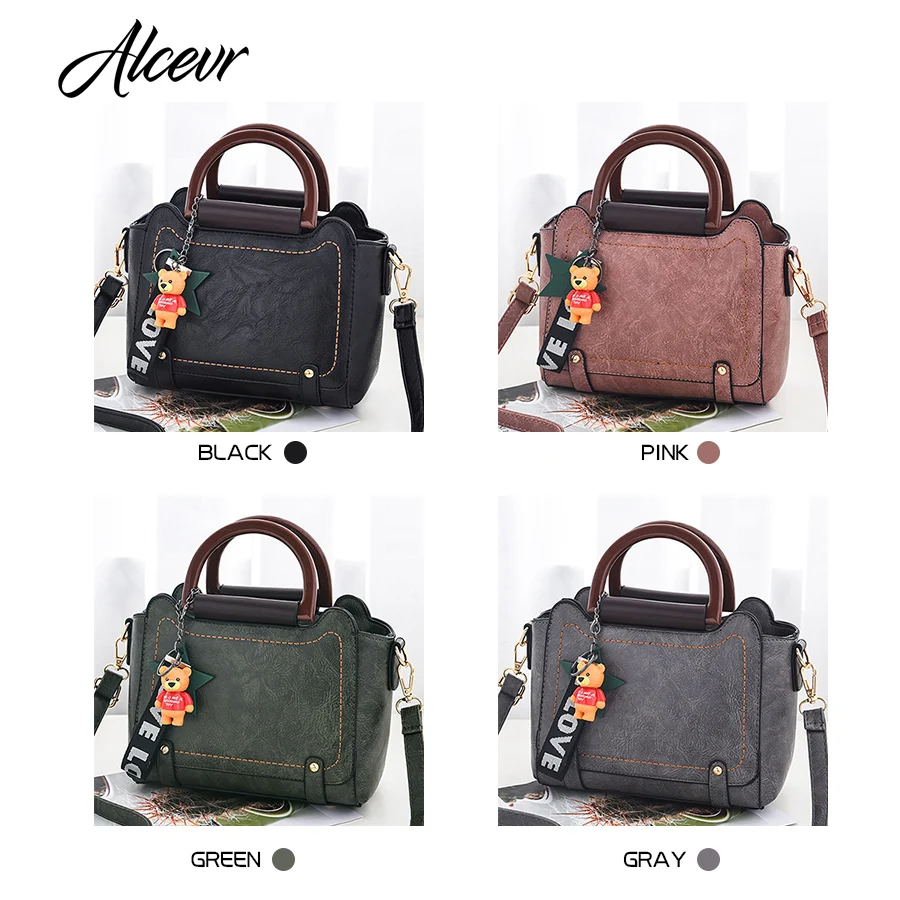 ALCEVR Solid Fashion Casual Totes Doll Hanging Satchels Women Handbag Hard Pu Leather Crossbody Bags Bolsa Feminina | Багаж и сумки