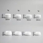 100 шт., 1 г, 2 г, 3 г, пустая мини-баночка из белого пластика с рисунком, для путешествий, косметический образец, контейнер для крема для лица, органайзер для дизайна ногтей, для дома