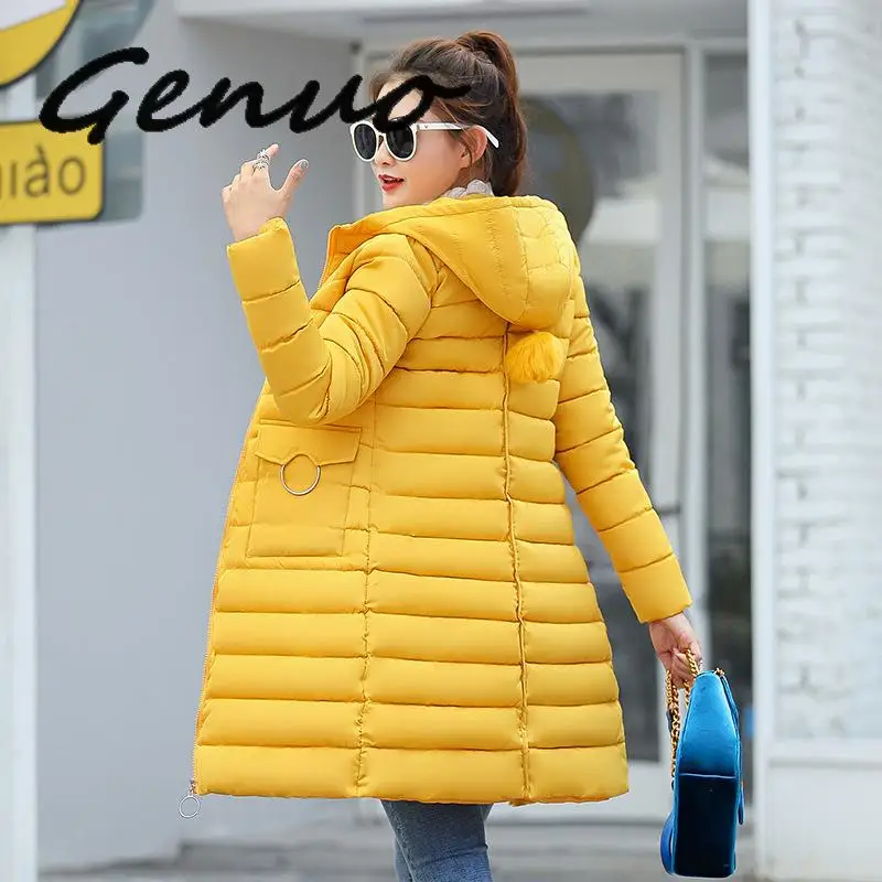 Куртка с хлопковой подкладкой Genuo длинная большого размера для женщин|Женские