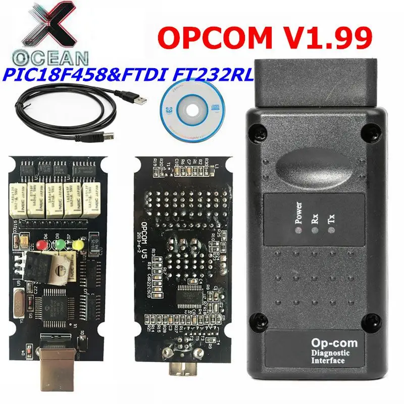 

OP-COM V1.99 For Opel for S-AAB Chip PIC18F458&FTDI FT232RL Chip HW OPCOM CAN-BUS Interface OP COM Flash Update