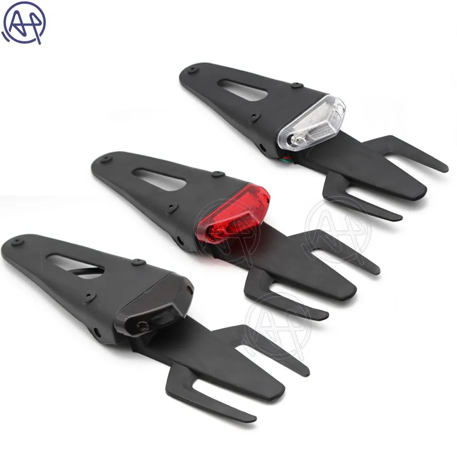 

Motorcross Parts Rear Fender ABS License Plate Bracket Holder 12V LED Taillight Brake Lamp Universal For Enduro Off-Road Bike
