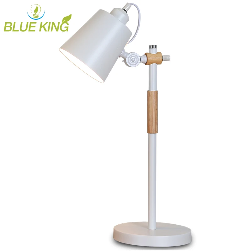 

Nordic modern Wooden table lamp reading desk lamp Rotating living room bedside Wood Iron table light black or white color